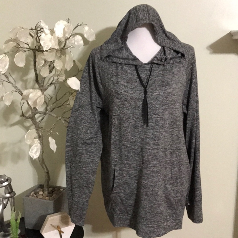 GAP Heathered Gray Hooded Pullover Sweater